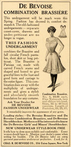 1909 Ad De Bevoise Brassiere Pantaloon Chas DeBevoise - ORIGINAL ADVERTISING OD3