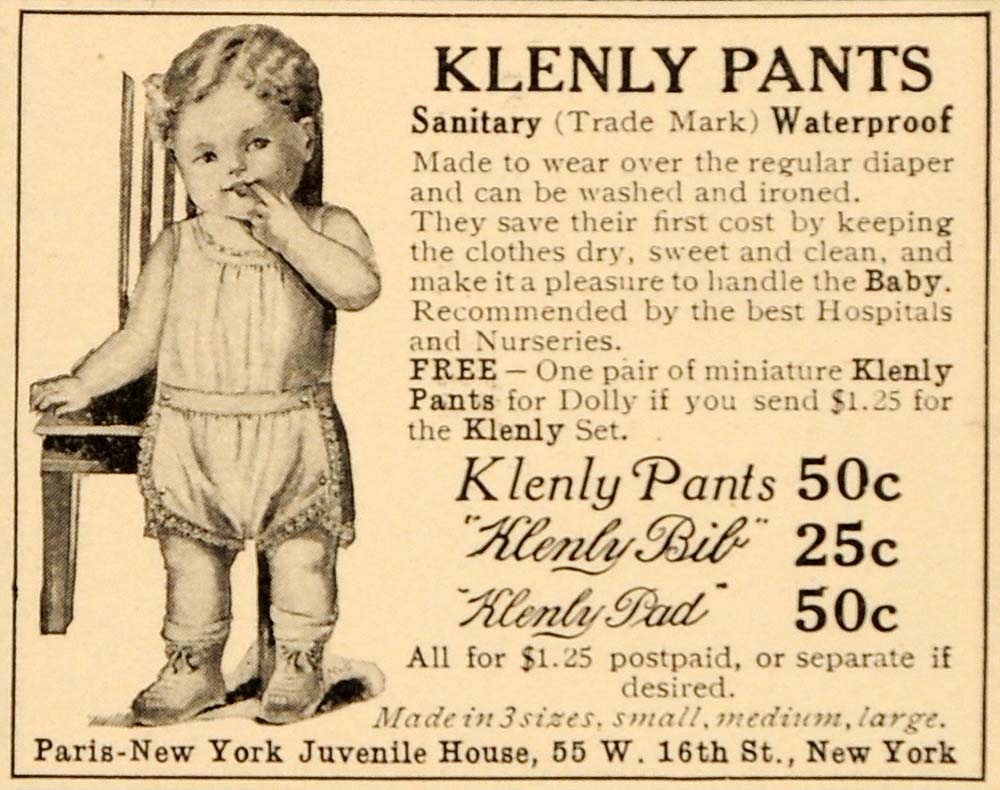 1909 Ad Klenly Pants Paris New York Juvenile House - ORIGINAL ADVERTISING OD3