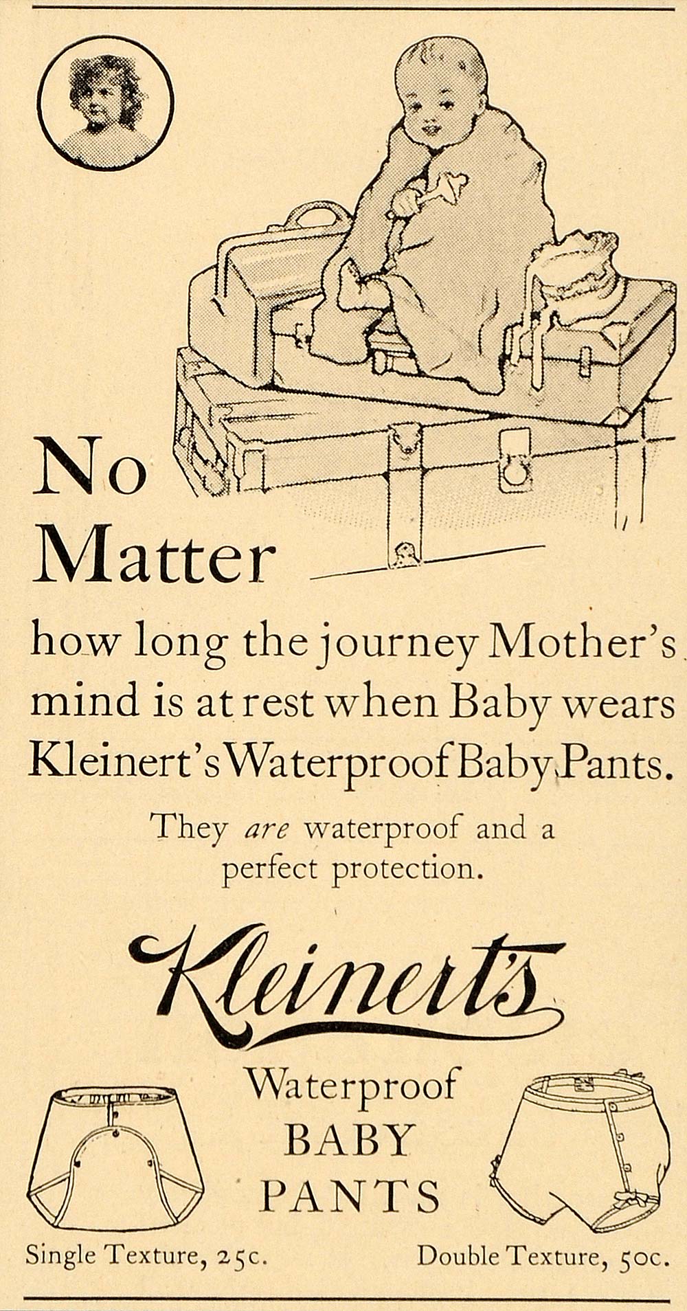 1914 Vintage Ad Kleinerts Waterproof Baby Pants Antique - ORIGINAL OD3