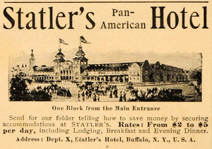 1901 Ad Statlers Pan American Hotel Buffalo New York - ORIGINAL ADVERTISING OD3