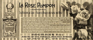 1909 Ad La Rose Pompon Perfume Bourjois Java Face Soap - ORIGINAL OD3