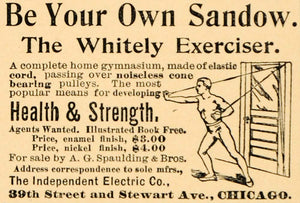 1895 Ad Whitely Exerciser Independent Electric Health - ORIGINAL ADVERTISING OD3