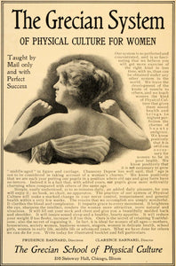 1903 Ad Grecian System Physical Culture Women School - ORIGINAL ADVERTISING OD3