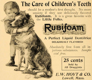 1895 Ad Liquid Dentifrice Rubifoam Tooth Powder Hoyt - ORIGINAL ADVERTISING OD3