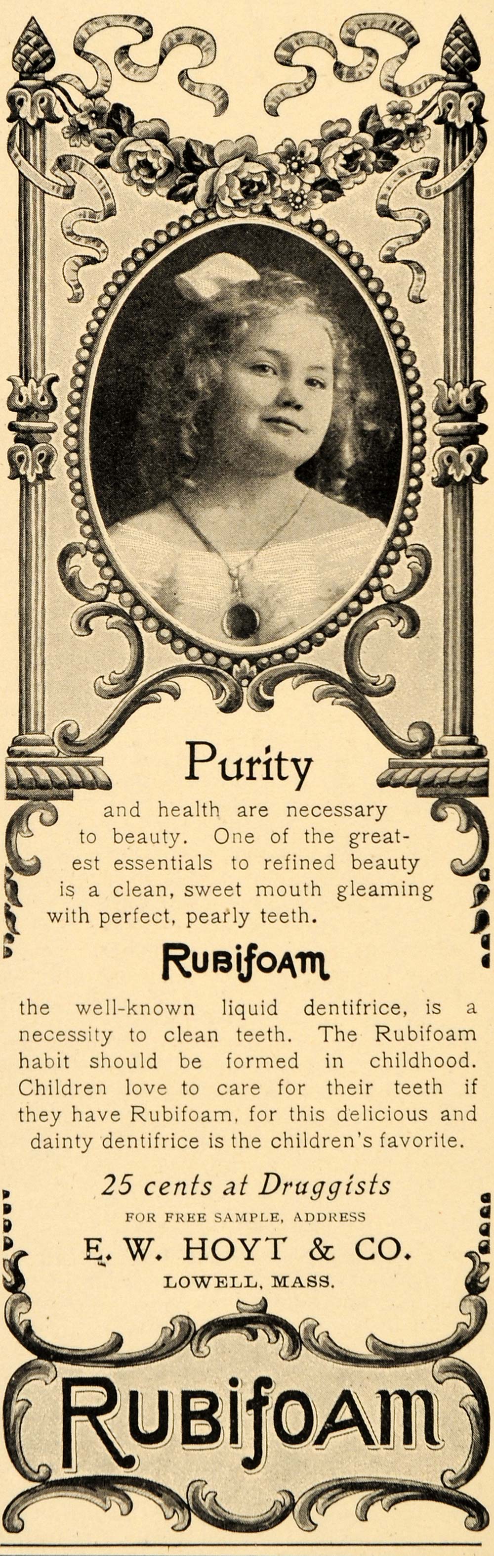 1905 Ad Liquid Dentifrice Rubifoam Tooth Powder Hoyt - ORIGINAL ADVERTISING OD3