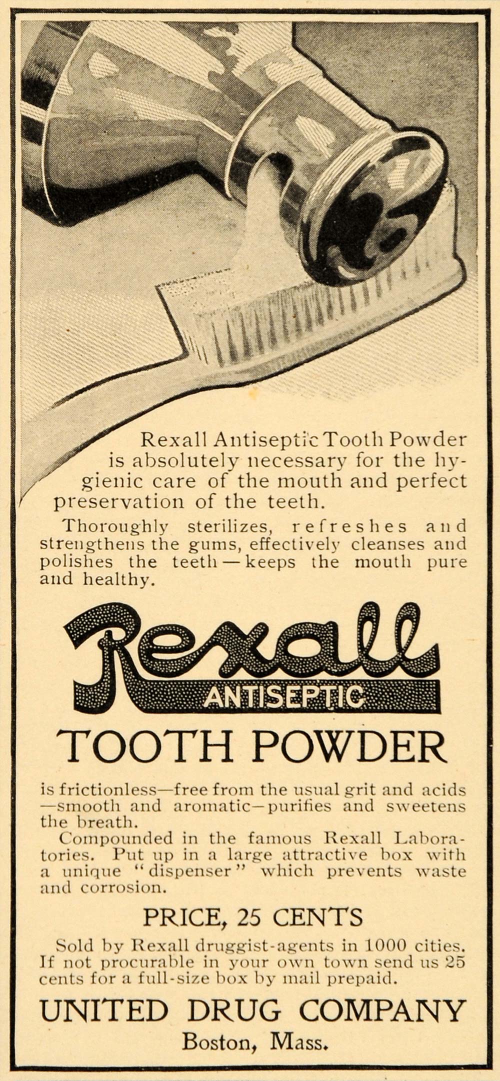1905 Ad Rexall Antiseptic Tooth Powder United Drug - ORIGINAL ADVERTISING OD3