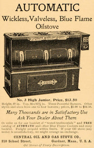 1901 Ad Automatc Blue Flame Central Oil Gas Stove - ORIGINAL ADVERTISING OD3