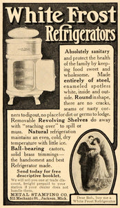1909 Ad White Frost Refigerators Steel Metal Stamping - ORIGINAL ADVERTISING OD3