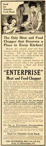 1910 Ad Enterprise Antique Meat Food Chopper Slicer - ORIGINAL ADVERTISING OD3