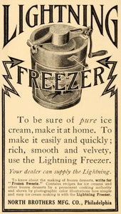 1909 Ad Lightning Freezer Frozen Sweets Ice Cream North - ORIGINAL OD3