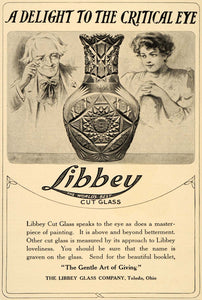 1906 Ad Antique Libbey Cut Glass Vase Toledo Ohio - ORIGINAL ADVERTISING OD3