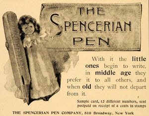 1895 Ad Spencerian Fountain Pen Company 810 Broadway - ORIGINAL ADVERTISING OD3