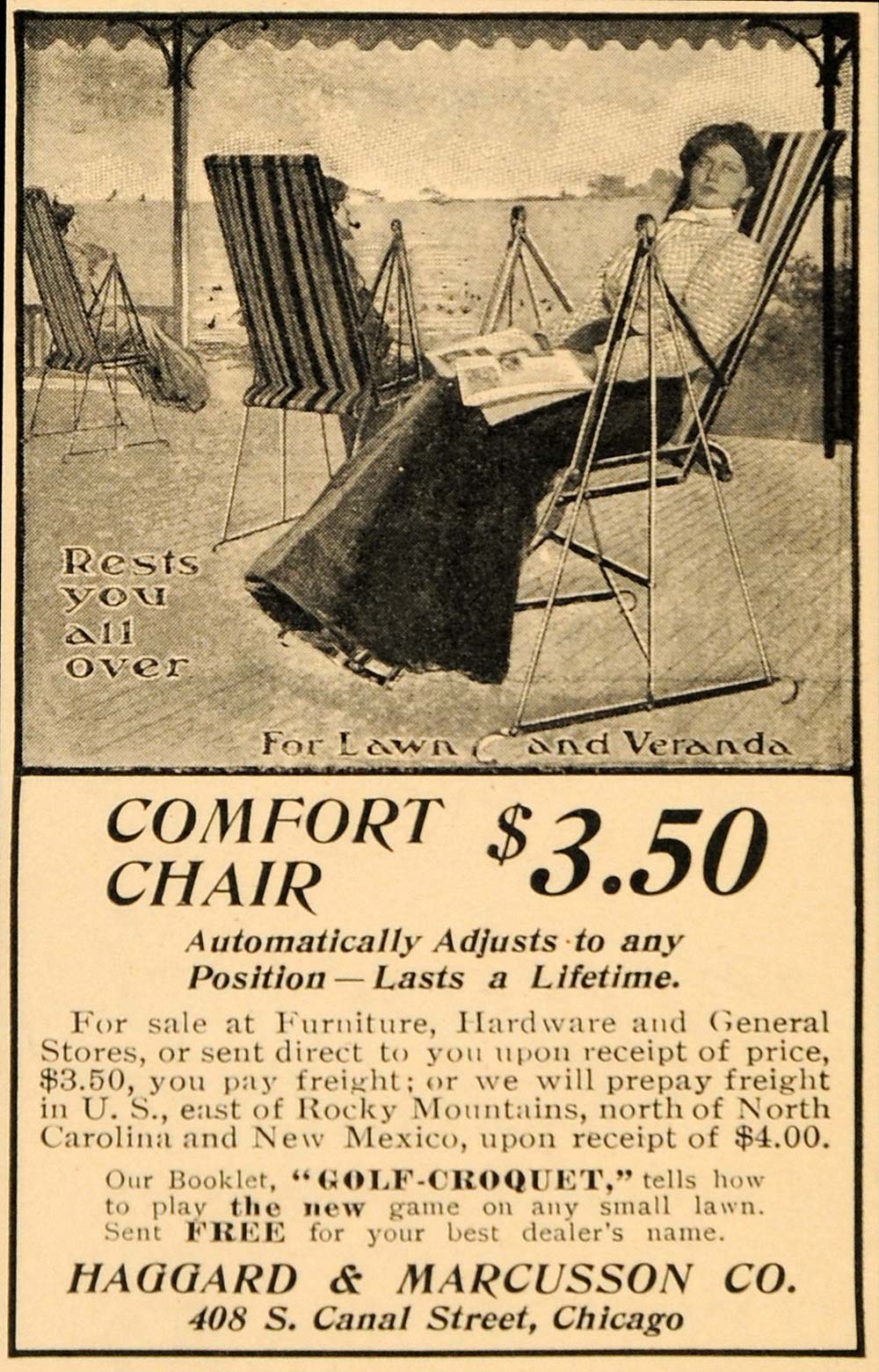 1901 Ad Lawn Chair Haggard Marcusson Outdoor Furniture - ORIGINAL OD3