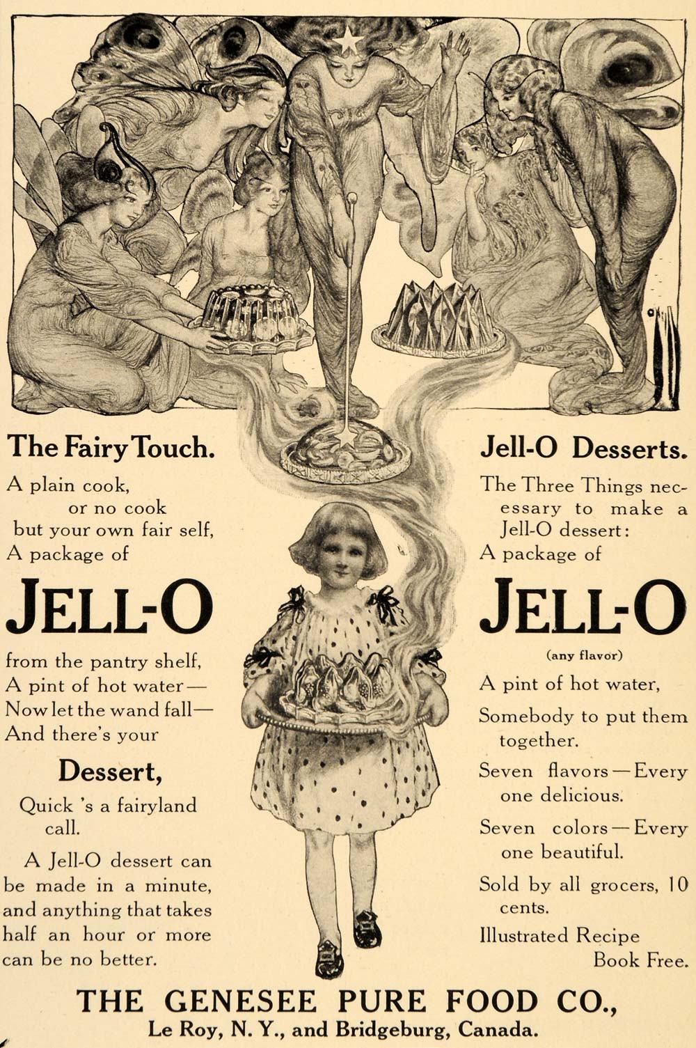 1909 Ad Jello Genesee Pure Food Bridgeburg Le Roy Fairy - ORIGINAL OD3