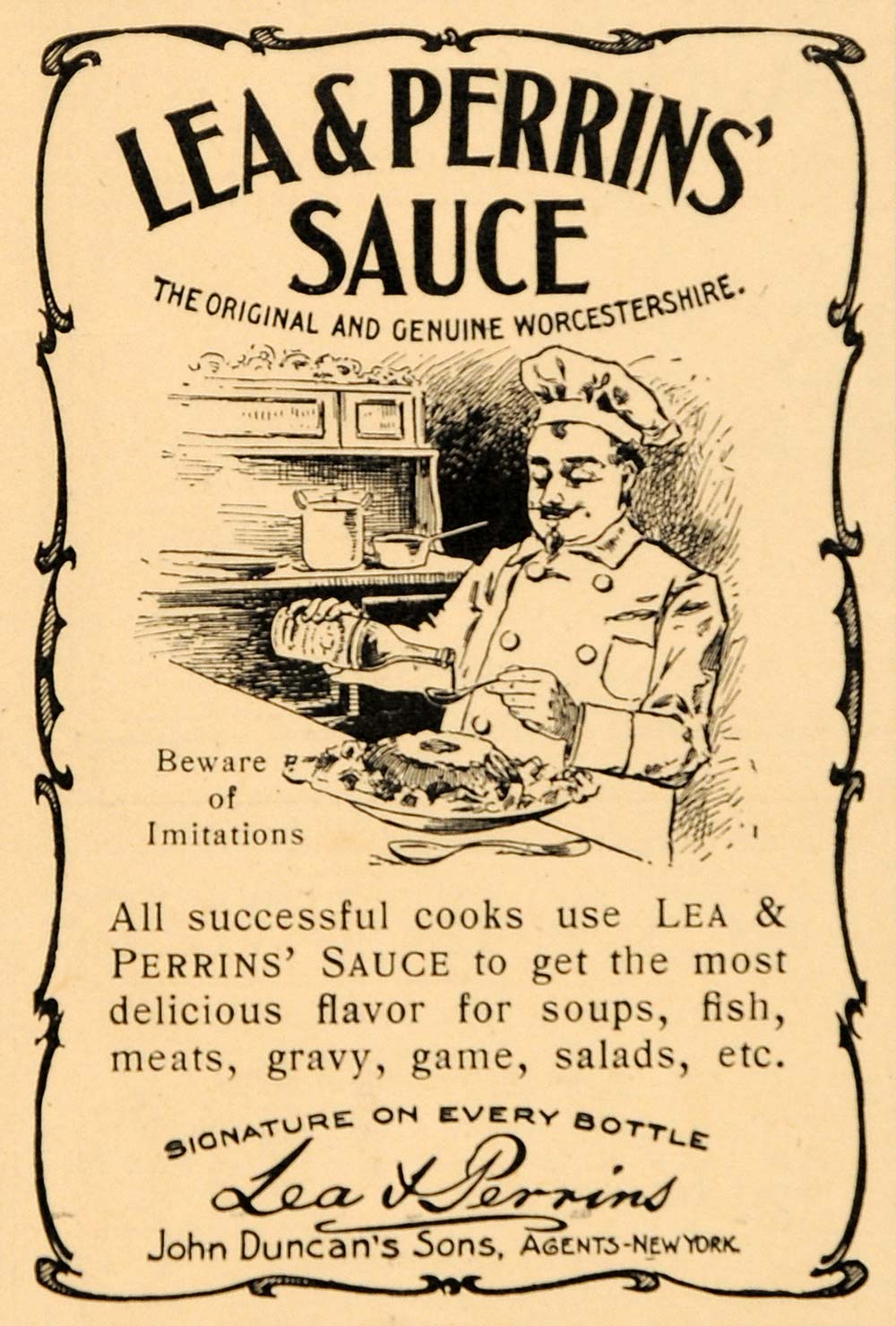 1901 Ad Lea Perrins Sauce Worcestershire John Duncan - ORIGINAL ADVERTISING OD3