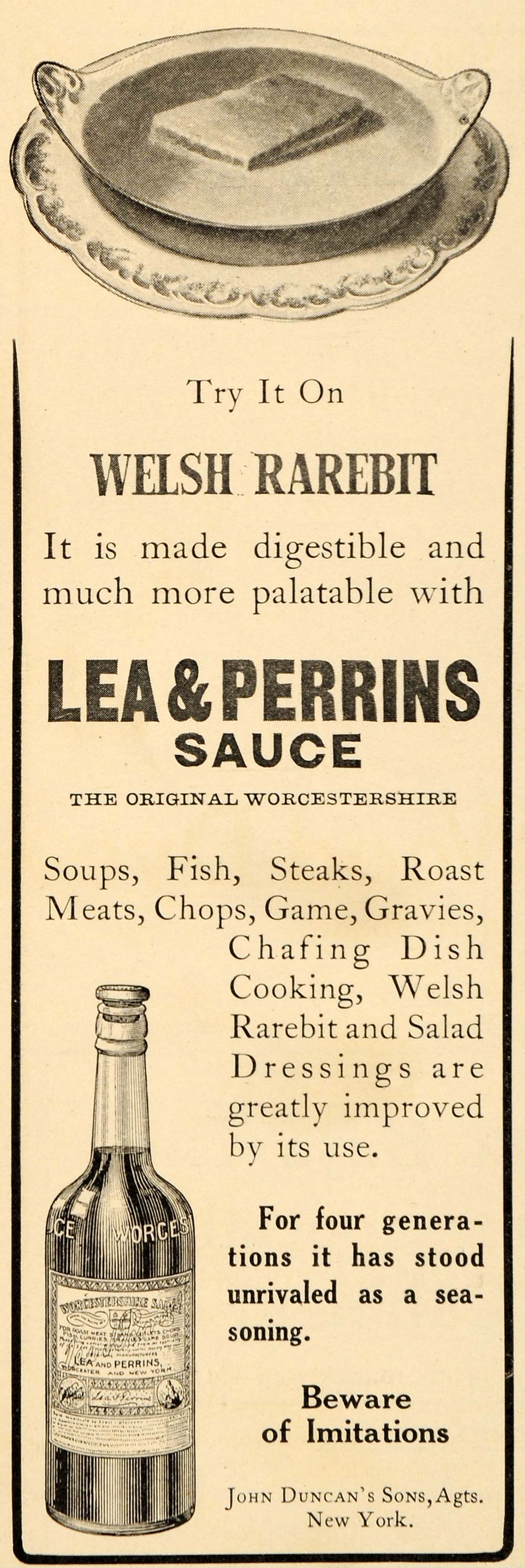 1909 Ad Lea Perrins Sauce Worcestershire John Duncan - ORIGINAL ADVERTISING OD3