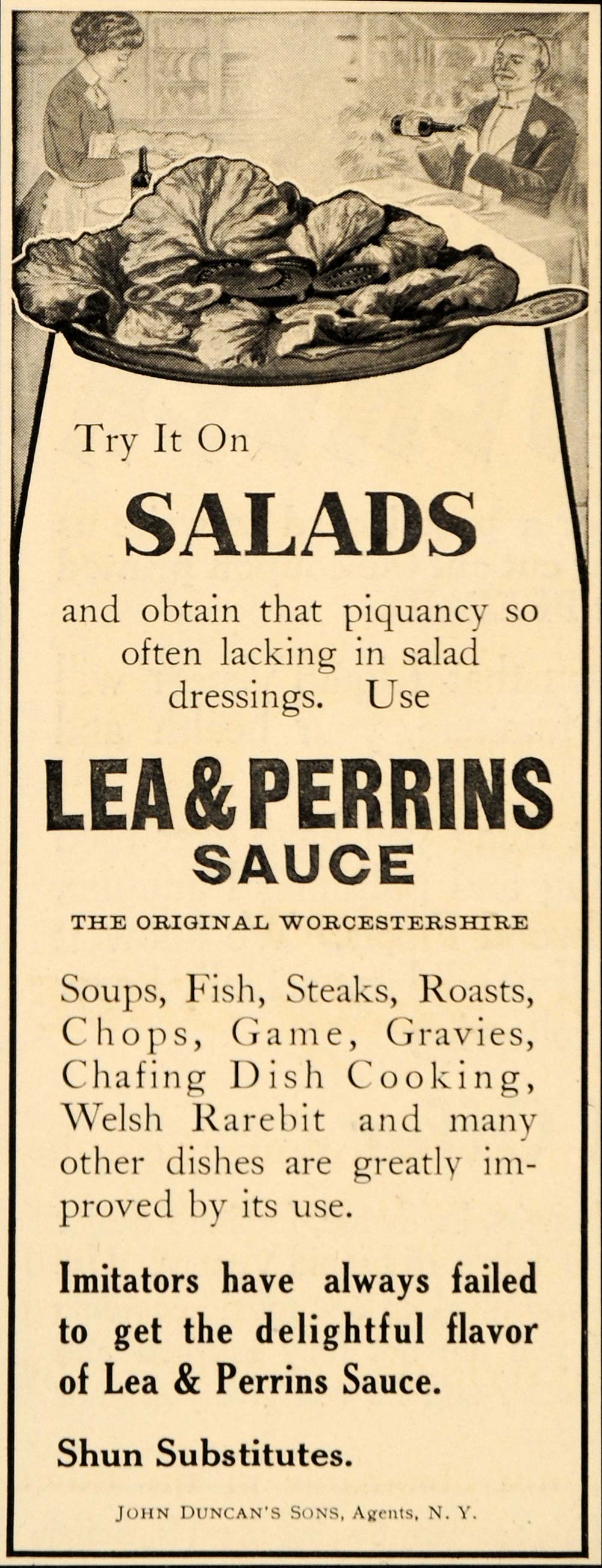 1910 Ad Lea Perrins Sauce Worcestershire John Duncan - ORIGINAL ADVERTISING OD3