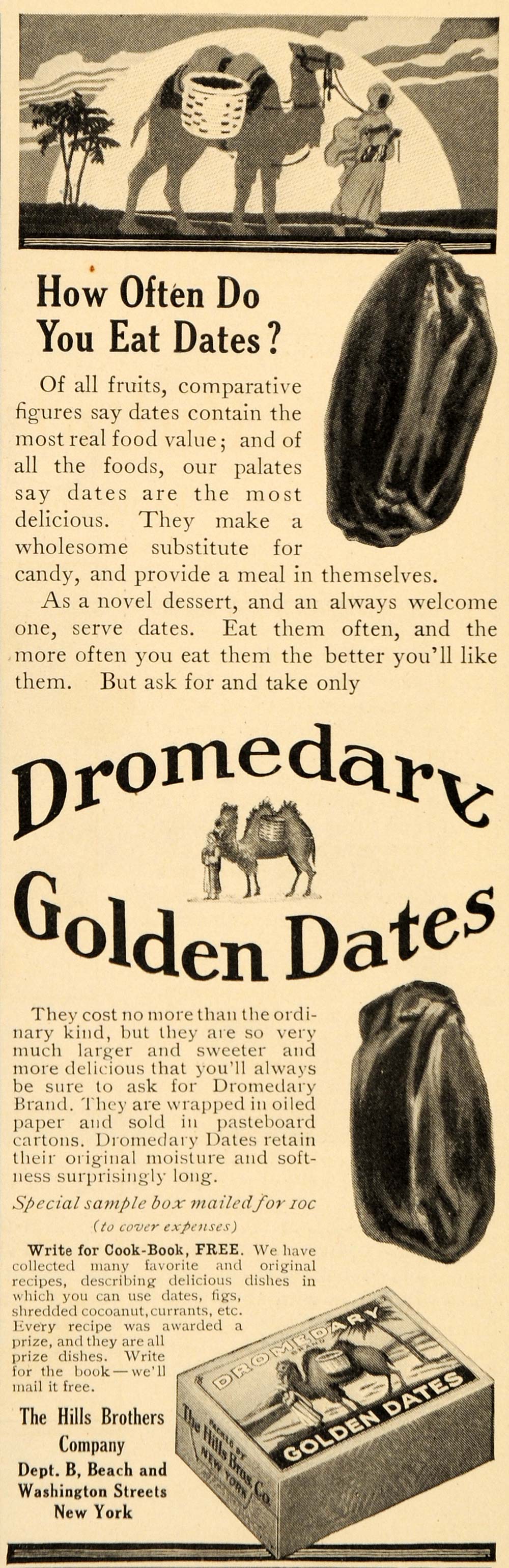 1910 Ad Dromedary Golden Dates Hills Brothers Fruit - ORIGINAL ADVERTISING OD3