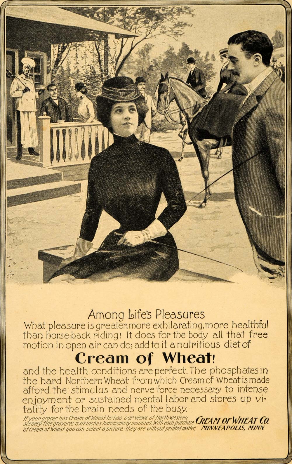 1901 Ad Antique Cream of Wheat Breakfast Cereal Horses - ORIGINAL OD3