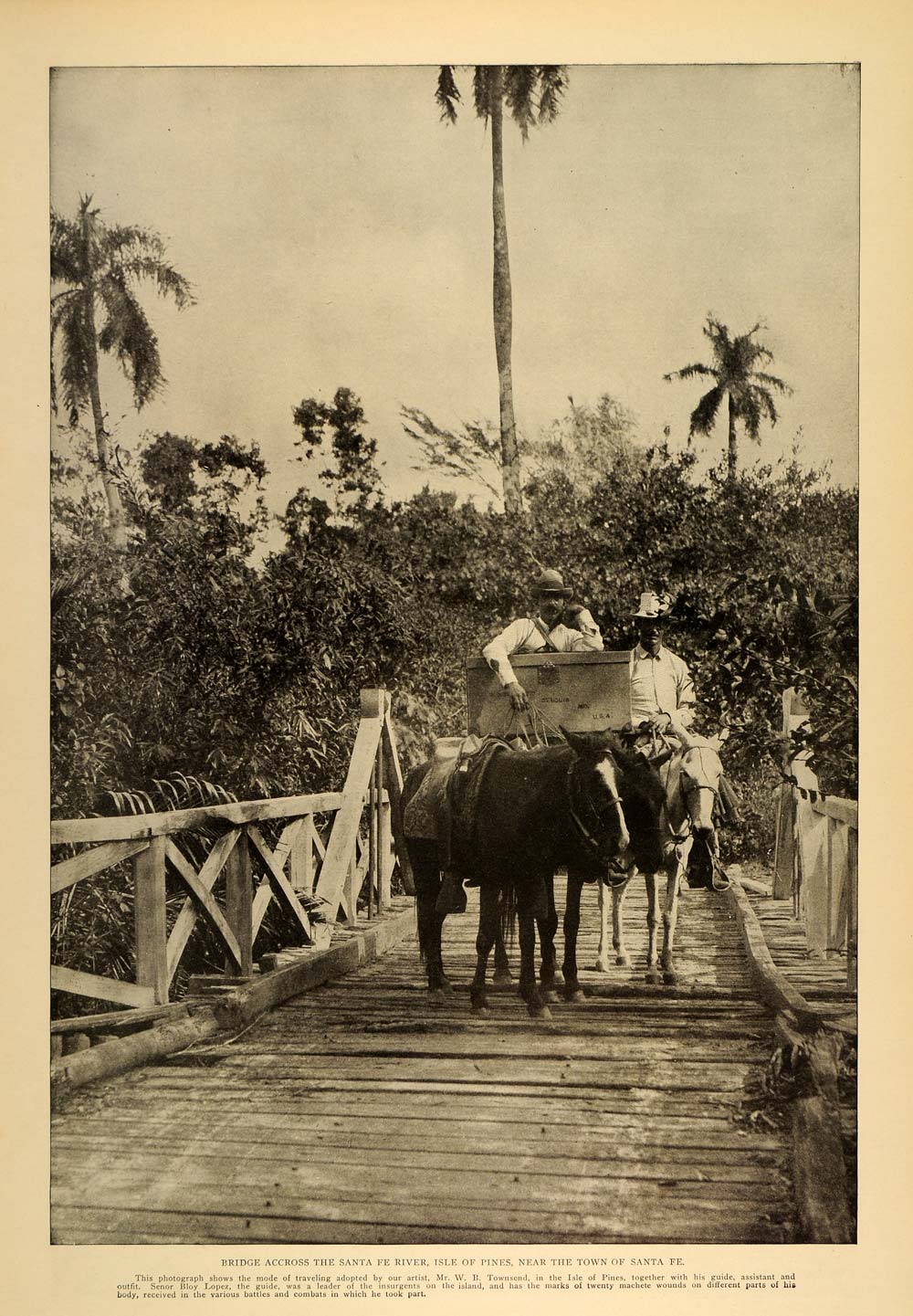 1899 Isla de la Juventud Bridge Cuba W B Townsend Print ORIGINAL HISTORIC OI1