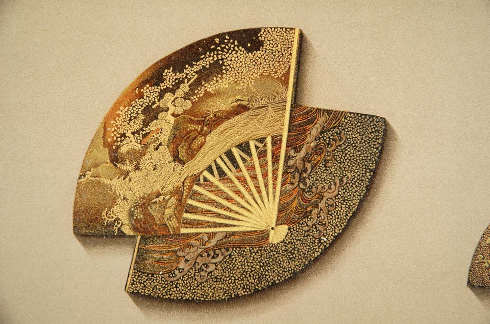 1883 Japanese Lacquer Boxes Gold Fan Chromolithograph - ORIGINAL OJ1