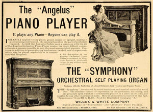 1899 Ad Angelus Player Piano Symphony Organ Meriden CT - ORIGINAL OLD1A