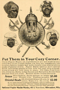 1901 Vintage Ad Papier Mache Art Heads Armor Milwaukee - ORIGINAL OLD1A
