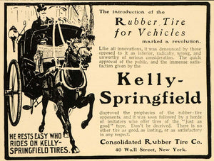 1901 Ad Kelly Springfield Rubber Carriage Buggy Tires - ORIGINAL OLD1A