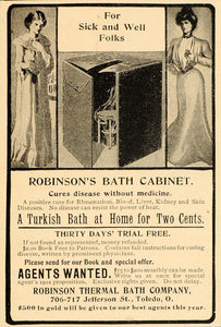 1901 Vintage Ad Turkish Bath Robinson Thermal Quackery - ORIGINAL OLD1A