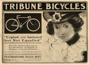 1901 Vintage Ad Tribune Bicycle Bike Featherstone Girl - ORIGINAL OLD1A