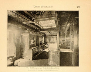 1901 SS Deutschland Grill Room Passenger Ship Print - ORIGINAL HISTORIC IMAGE