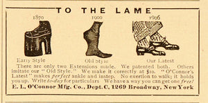 1906 Vintage Print Ad Shoe Extensions Heightening Lame - ORIGINAL ADVERTISING