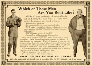 1907 Vintage Ad Great Western Tailoring Co. Mens Suits - ORIGINAL ADVERTISING