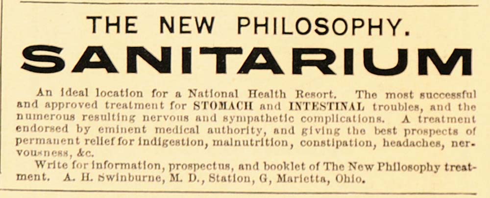1904 Vintage Ad New Philosophy Sanitarium Marietta OH - ORIGINAL ADVERTISING