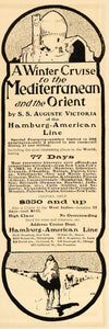 1902 Ad Hamburg American Line Ship Mediterranean Orient - ORIGINAL ADVERTISING