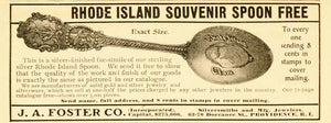 1901 Vintage Ad Rhode Island Souvenir Spoon J.A. Foster - ORIGINAL ADVERTISING
