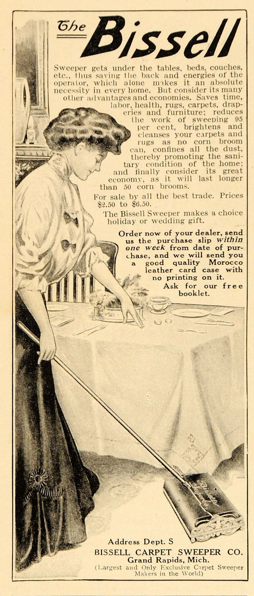 1908 Vintage Ad Bissell Carpet Sweeper Cleaning House - ORIGINAL ADVER ...