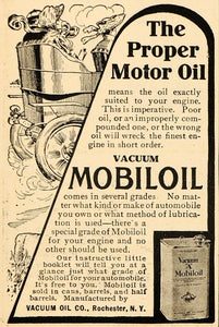 1907 Vintage Ad Vacuum Mobiloil Car Oil Rochester NY - ORIGINAL OLD3A - Period Paper
