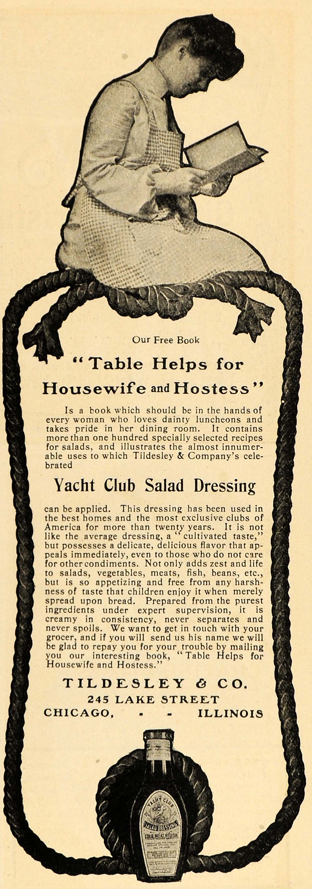 1903 Vintage Ad Tildesley Yacht Club Salad Dressing - ORIGINAL ADVERTISING OLD3A