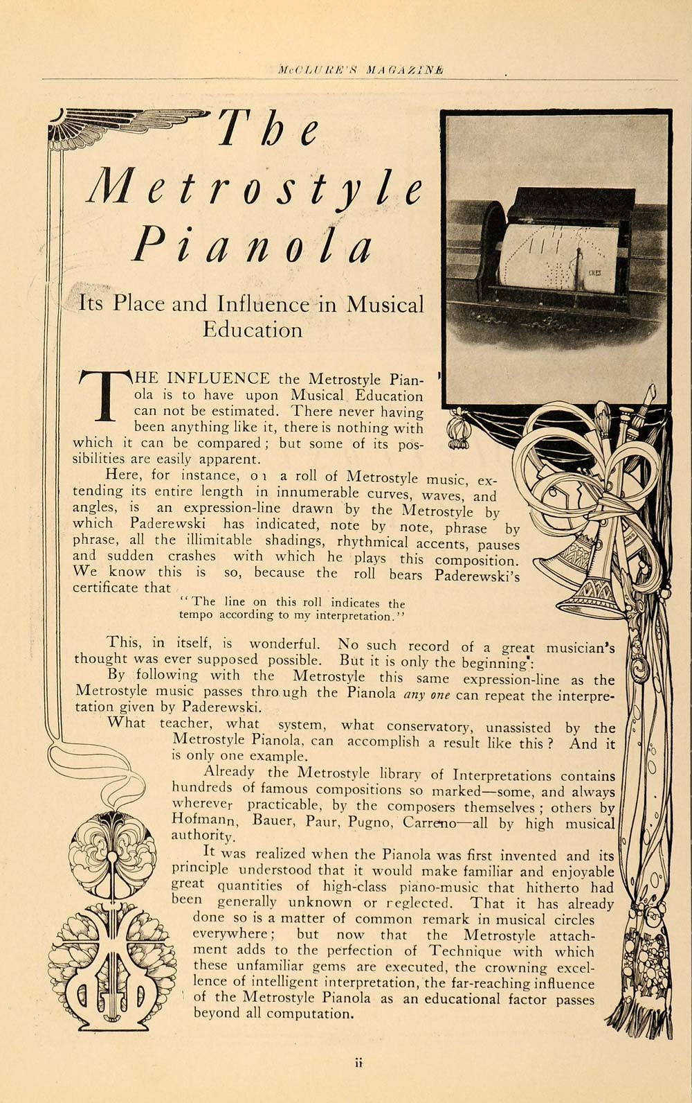 1903 Vintage Ad Metrostyle Pianola Player Piano Aeolian - ORIGINAL OLD3A