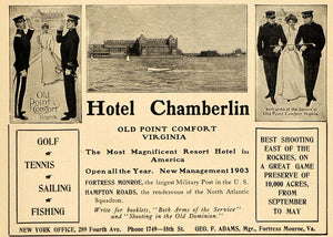 1903 Vintage Ad Hotel Chamberlin Old Point Comfort VA - ORIGINAL OLD3A