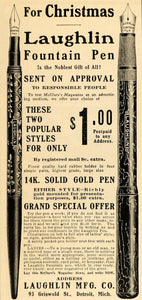 1903 Vintage Print Ad Laughlin Fountain Pen Antique - ORIGINAL ADVERTISING OLD3A