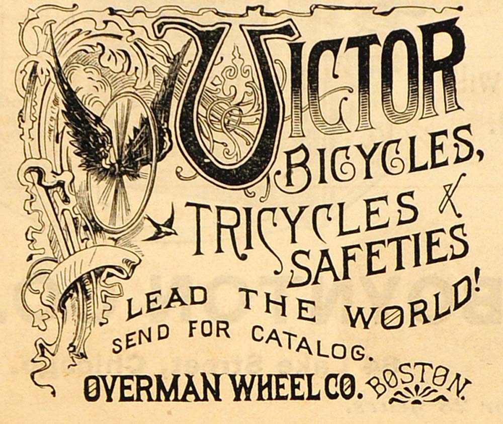 1888 Vintage Ad Victor Bicycles Bikes Overman Wheel Co. - ORIGINAL