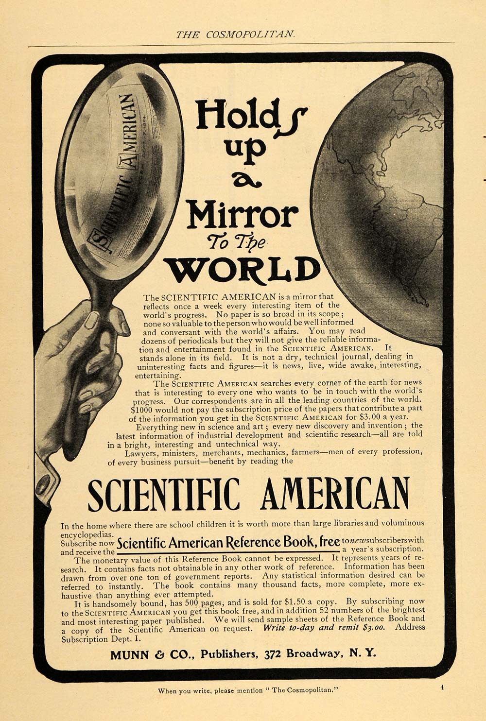 1904 Vintage Ad Scientific American Magazine Mirror - ORIGINAL ADVERTISING OLD3A