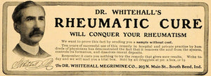 1904 Ad Rheumatism Cure Medical Quackery Dr. Whitehall - ORIGINAL OLD3A