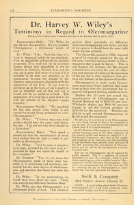 1911 Vintage Ad Swift Oleomargarine Tax Harvey W. Wiley - ORIGINAL OLD3A