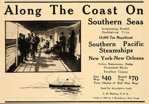 1911 Vintage Ad Southern Pacific Steamship Deck Cruises - ORIGINAL OLD3A