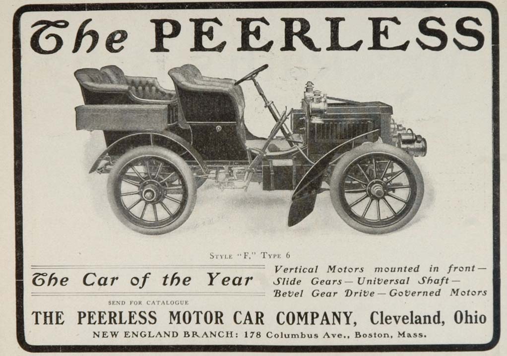 1903 Ad Peerless Motor Car Cleveland Style F Type 6 - ORIGINAL ADVERTISING OLD3