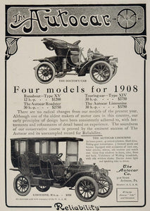 1907 Ad Autocar Limousine Doctor's Car 1908 Model Price - ORIGINAL OLD3