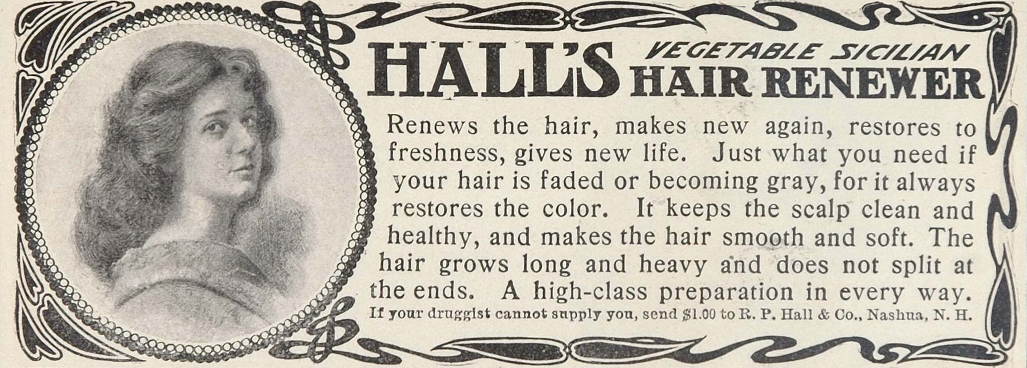 1903 Ad Hall's Vegetable Sicilian Hair Renewer Tonic - ORIGINAL ADVERTISING OLD3
